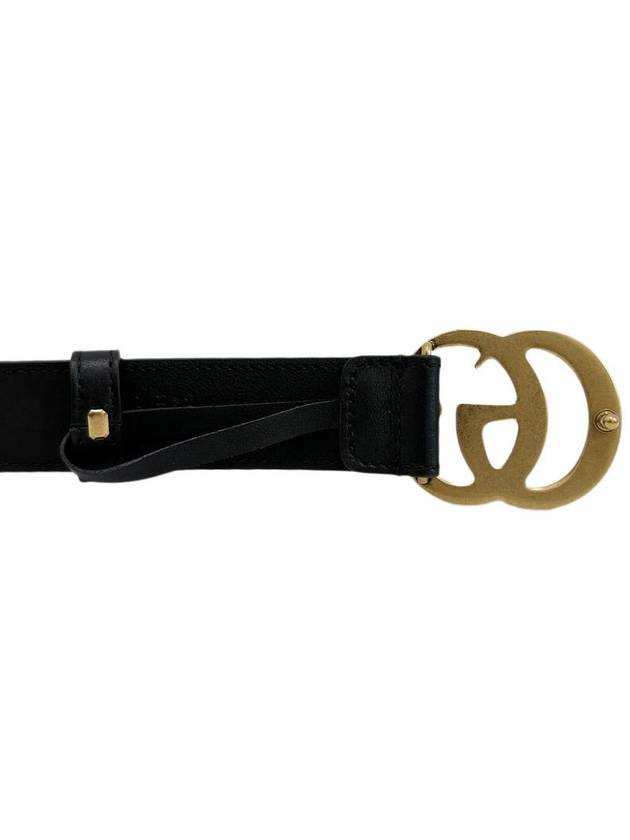 GG Marmont gold buckle leather belt black 414516 - GUCCI - BALAAN 3