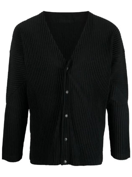 Pleated Button Cardigan Black - ISSEY MIYAKE - BALAAN 2