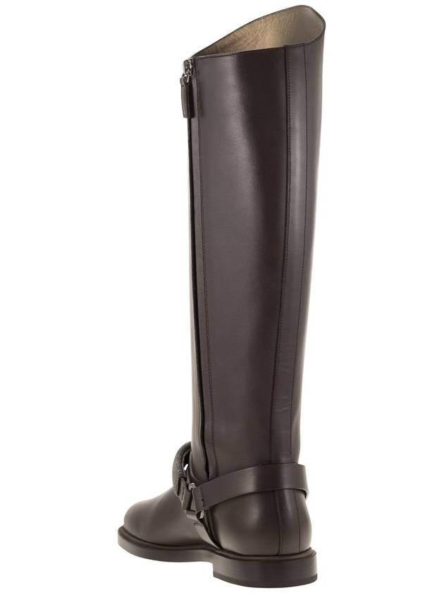 Mat Calf Boots with Precious Ribbed Strap - BRUNELLO CUCINELLI - BALAAN 3