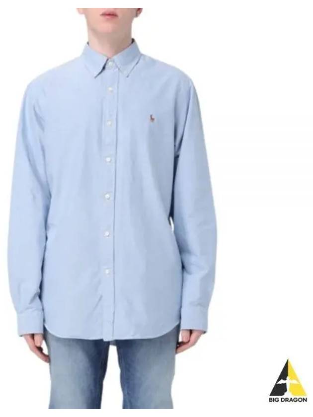 Embroidery Pony Oxford Long Sleeve Shirt Blue - POLO RALPH LAUREN - BALAAN 2