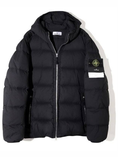 Seamless Logo Nylon Hooded Padded Jacket Black - STONE ISLAND - BALAAN 2