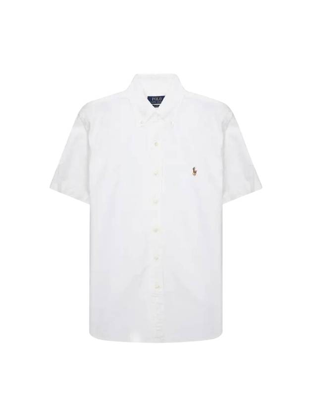 Embroidered Logo Short Sleeve Shirt White - POLO RALPH LAUREN - BALAAN 1