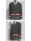 Men's Jersey Stitch Shetland Stripe Classic V-Neck Cardigan Grey - THOM BROWNE - BALAAN 5