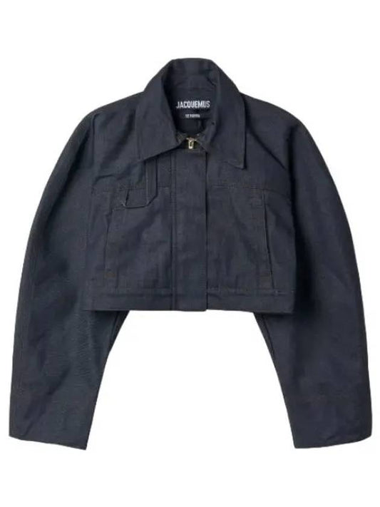 Jacquemus La Beste de Nimes Mayo Denim Jacket Navy Brown Jumper - JACQUEMUS - BALAAN 1