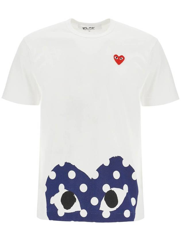 t-shirt in cotone bianco con cuore rosso unisex - COMME DES GARCONS PLAY - BALAAN 1