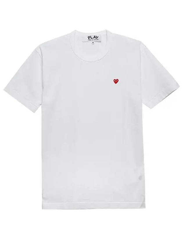 Mini Red Heart Wappen Short Sleeve T-Shirt White - COMME DES GARCONS - BALAAN 3