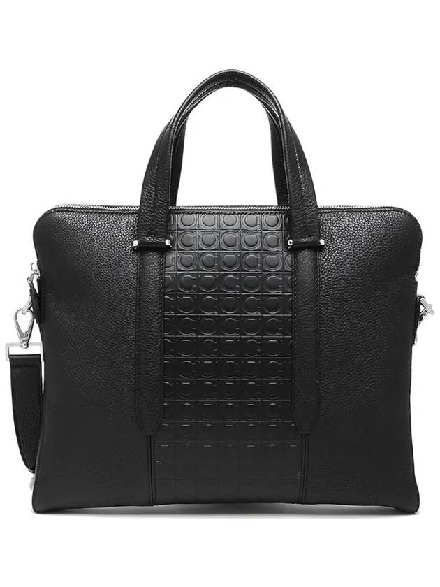 Gancini Leather Brief Case Black - SALVATORE FERRAGAMO - BALAAN 3