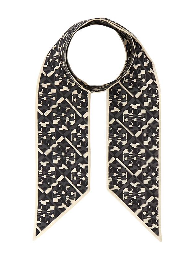 Prismatic T Monogram Silk Scarf Black - TORY BURCH - BALAAN 4