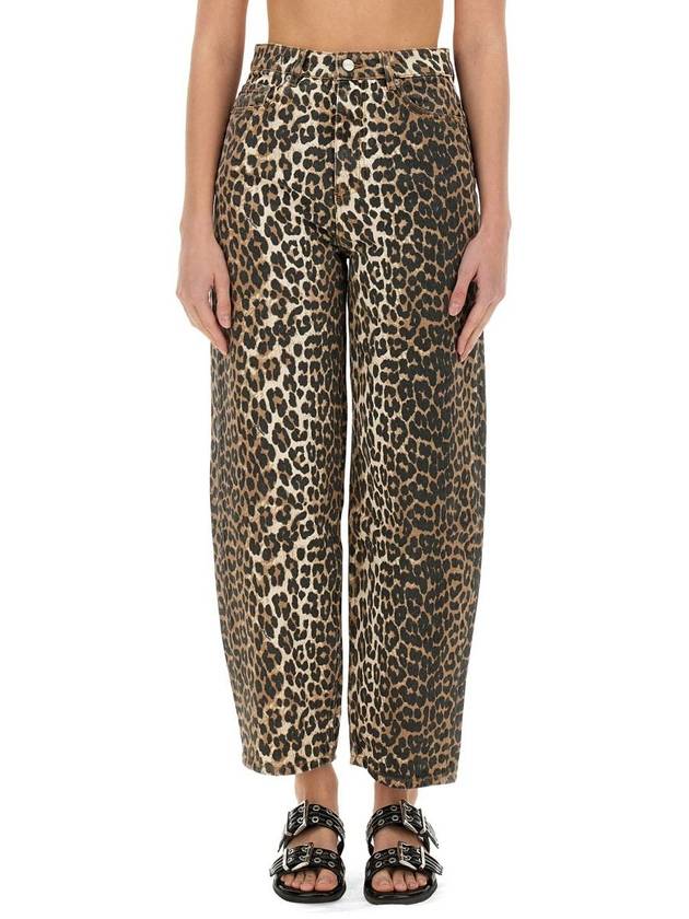 Ganni Leopard Print Denim "Stary" Jeans - GANNI - BALAAN 1