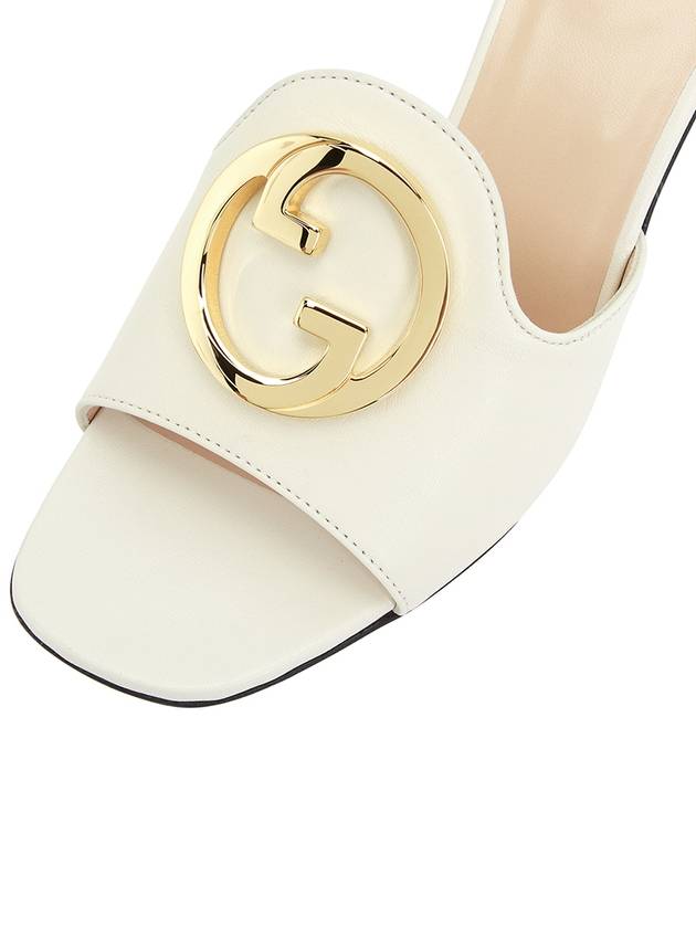 Women's Blondie Leather Heel Slippers Ivory - GUCCI - BALAAN.