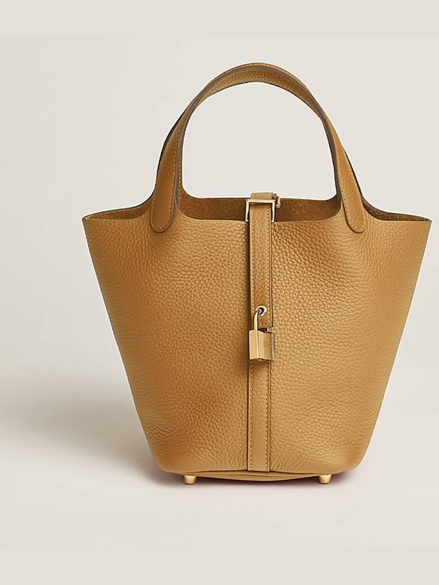 Picotin Lock 18 Tote Bag Clemence & Gold Biscuit - HERMES - BALAAN 2