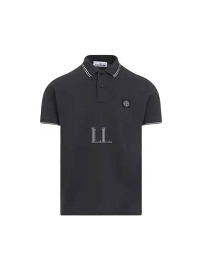 Organic Cotton Elastane Polo Shirt Charcoal Grey - STONE ISLAND - BALAAN 2