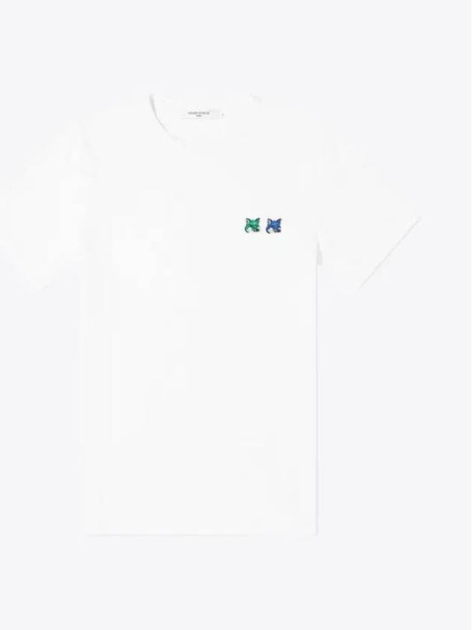 Double Monochrome Fox Head Patch Classic Short Sleeve T-Shirt White - MAISON KITSUNE - BALAAN 2