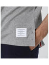 Striped Detail Crew Neck Cotton Short Sleeve T-Shirt Grey - THOM BROWNE - BALAAN 8