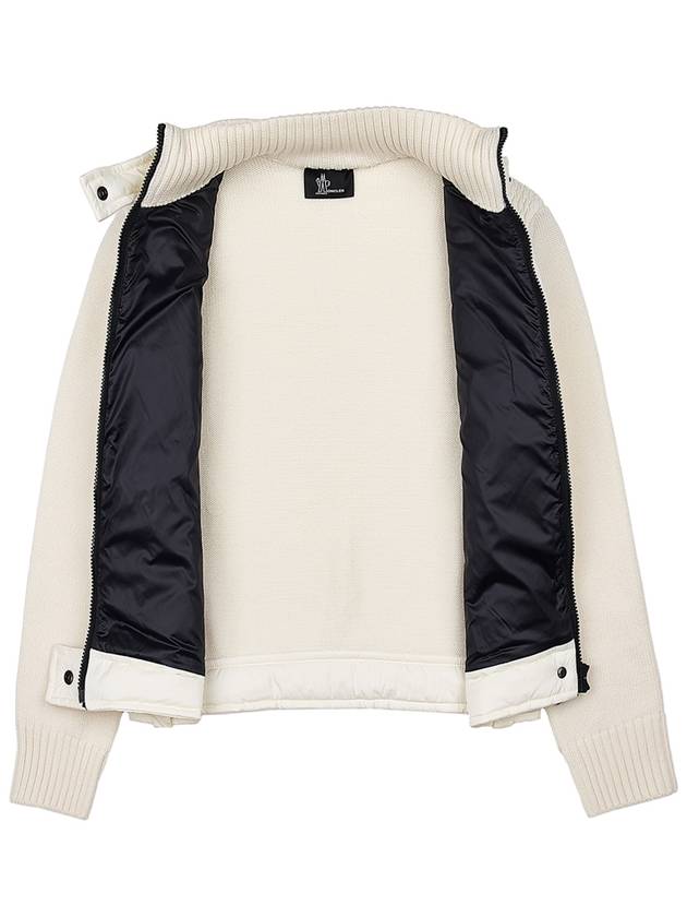 Logo Applique Panel Virgin Wool  Zip-Up Cardigan White - MONCLER - BALAAN 10