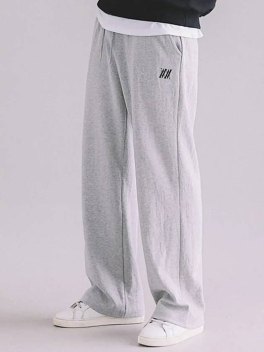 Basic Wide Track Pants Melange Grey - MACASITE - BALAAN 2