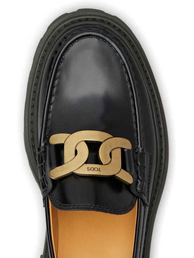 Women's Kate Metal Chain Leather Loafers Black - TOD'S - BALAAN 3