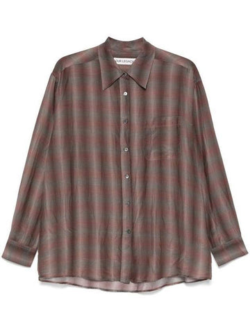 Favourite Screen Check Sheer Cotton Silk Shirt Brown - OUR LEGACY - BALAAN 1