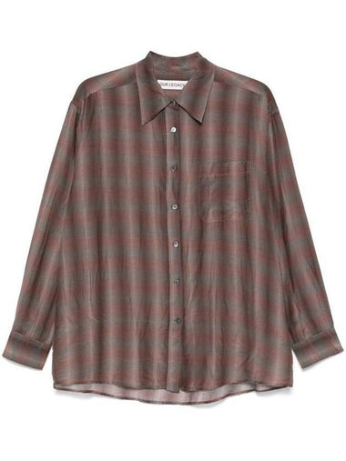 Favourite Screen Check Sheer Cotton Silk Shirt Brown - OUR LEGACY - BALAAN 1