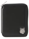 Fox Head Square Zipper Half Wallet Black - MAISON KITSUNE - BALAAN 2