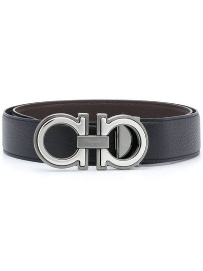 Men's Gancini Reversible Leather Belt Black - SALVATORE FERRAGAMO - BALAAN 2