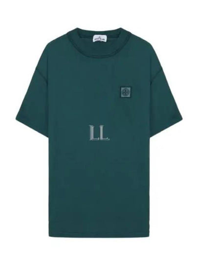 Pisato Effect Logo Patch Short Sleeve T-Shirt Bottle Green - STONE ISLAND - BALAAN 2