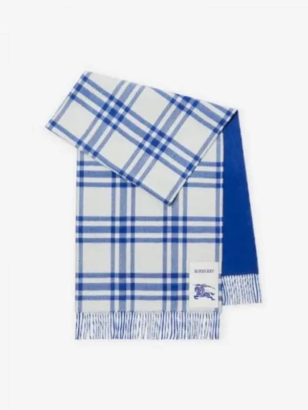 Check EKD Plaid Reversible Cashmere Scarf Blue - BURBERRY - BALAAN 2