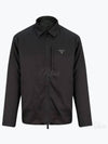 Triangle Logo Shirt Zip Up Jacket Black - PRADA - BALAAN 2