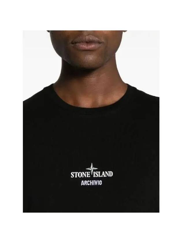 Archivio Cotton Short Sleeve T Shirt Black - STONE ISLAND - BALAAN 6