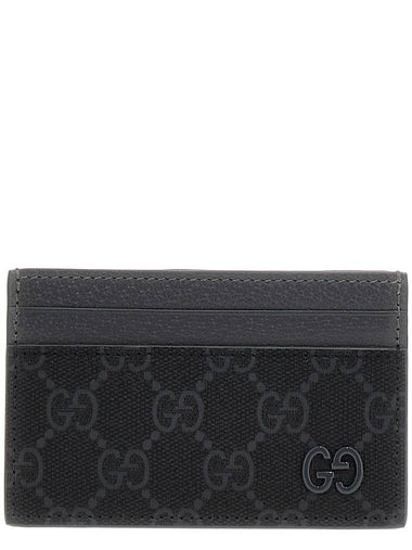 GG Supreme Canvas Card Wallet Grey Black - GUCCI - BALAAN 1