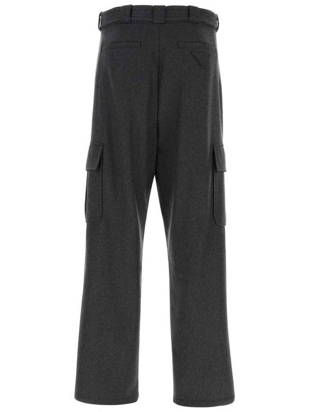 Cargo pocket wool straight pants slate gray - PRADA - BALAAN 3