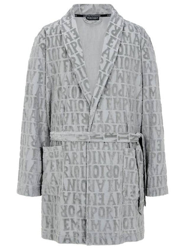 Velor Logo Robe Gray - EMPORIO ARMANI - BALAAN 1