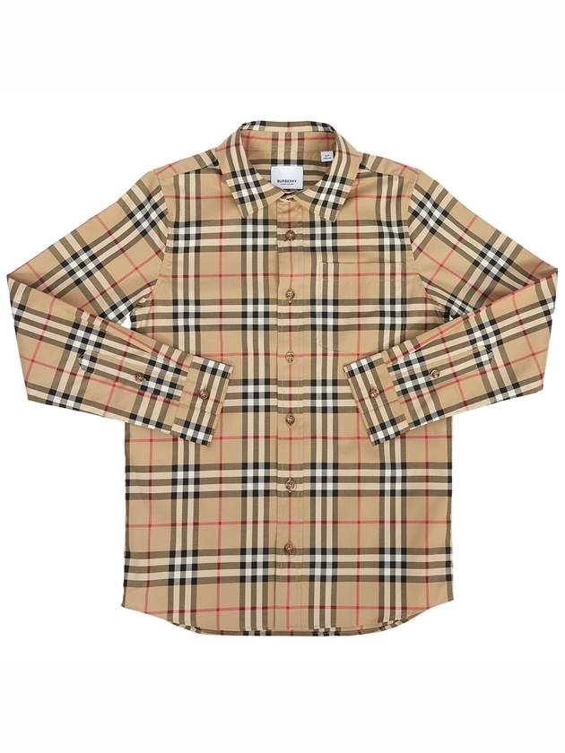 Vintage Check Stretch Cotton Long Sleeve Shirt Beige - BURBERRY - BALAAN 2