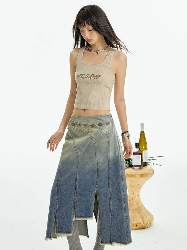 Washed Denim Mid Tassel Skirt - WESAME LAB - BALAAN 3