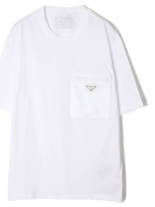 Nylon Pocket Cotton Short Sleeve T-Shirt White - PRADA - BALAAN 2