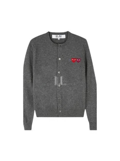 Double Heart Cardigan Grey - COMME DES GARCONS PLAY - BALAAN 2