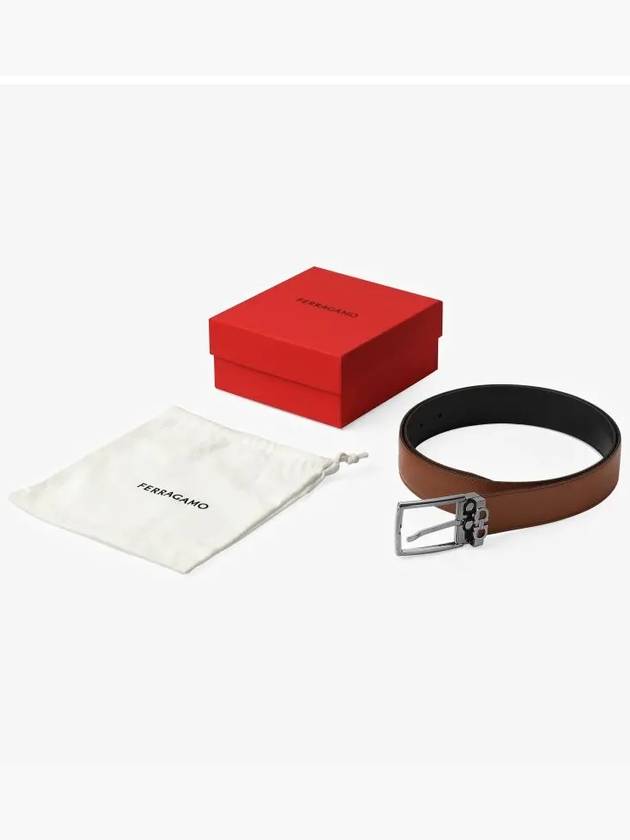 Gancini Reversible Adjustable Leather Belt Radica Black - SALVATORE FERRAGAMO - BALAAN 5