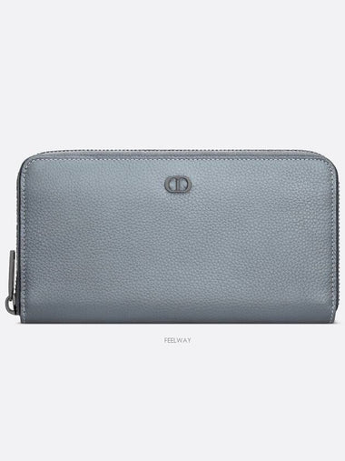 Zipper Long Wallet Dior Gray Grain Calfskin CD - DIOR - BALAAN 1