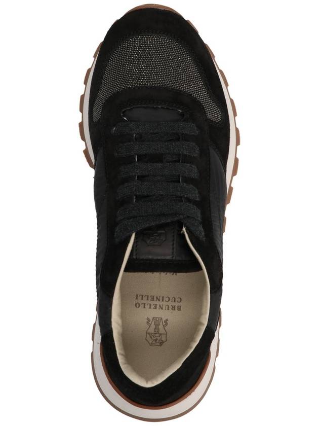 Suede Techno Fabric Runner Low Top Sneakers Black - BRUNELLO CUCINELLI - BALAAN 4