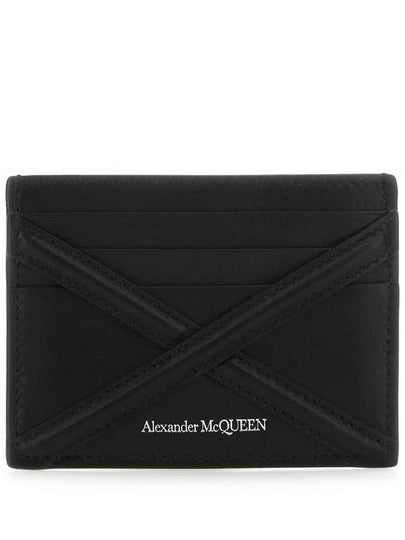 Harness Logo Print Calfskin Card Wallet Black - ALEXANDER MCQUEEN - BALAAN 2