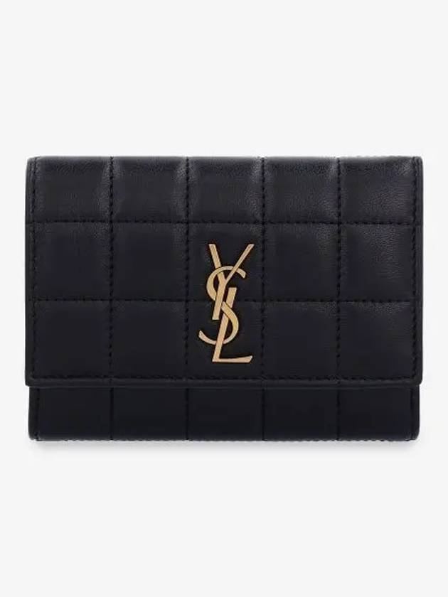 Cassandra Matelasse Carre Half Wallet Black - SAINT LAURENT - BALAAN 2