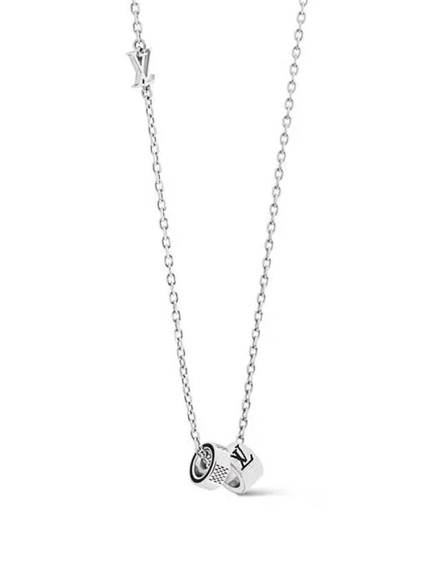 Damier Rings Pendant Necklace Silver - LOUIS VUITTON - BALAAN 4