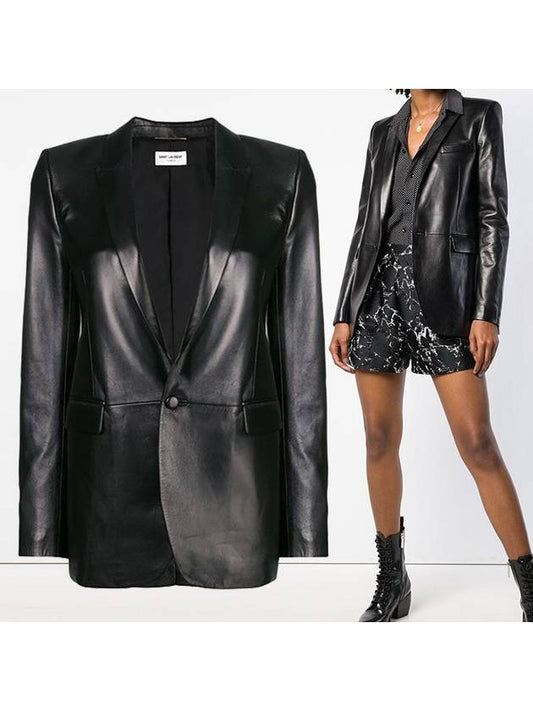 Single Breasted Leather Blazer 536465 YC2TE 1000 B0110815251 - SAINT LAURENT - BALAAN.