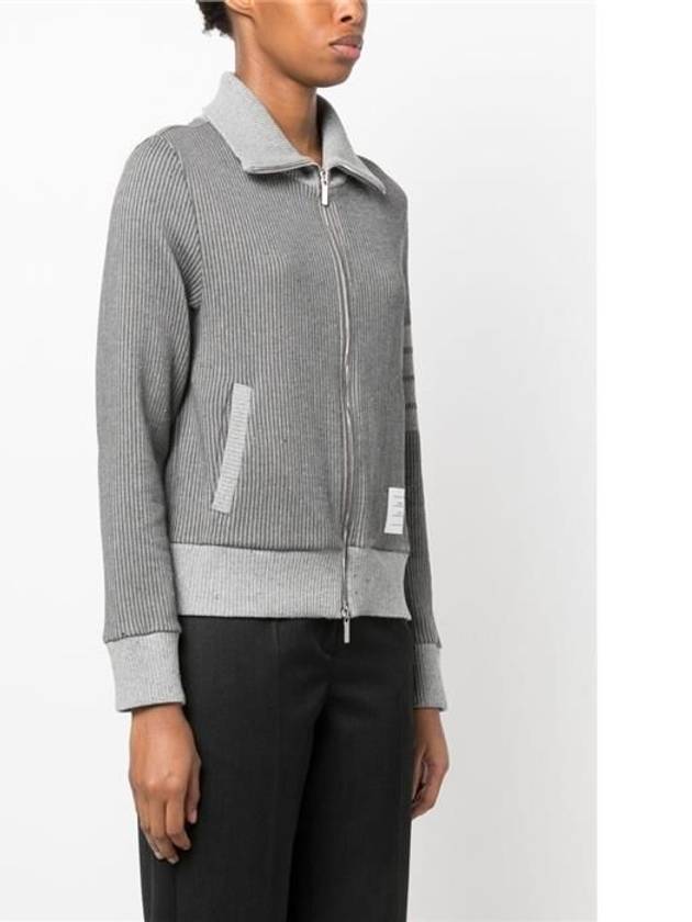 Women's 4-Bar Funnel-Neck Zip-Up Jacket Grey - THOM BROWNE - BALAAN 2