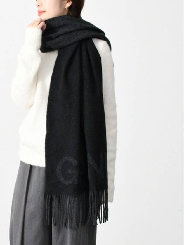 Logo Fringe Muffler Black - GANNI - BALAAN 3