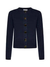 Logo Button Wool Cardigan Navy - TORY BURCH - BALAAN 2