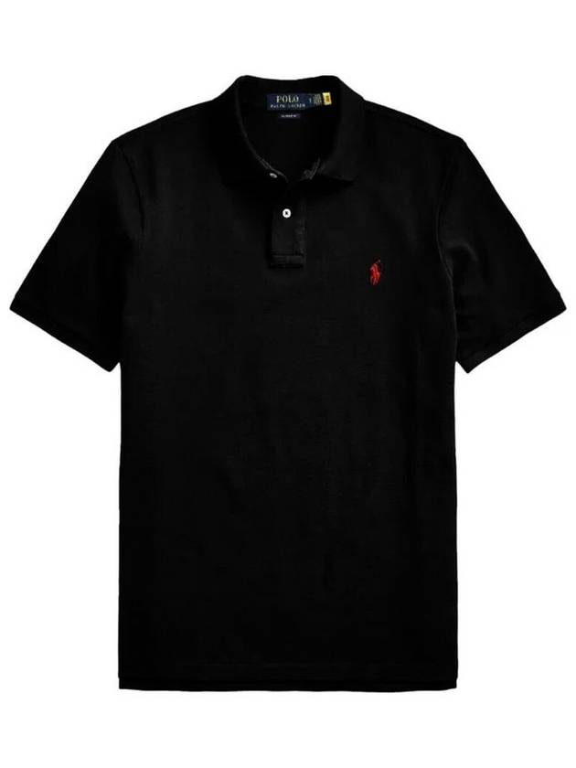 Embroidery Red Pony Short Sleeve Polo Shirt Black - POLO RALPH LAUREN - BALAAN 2