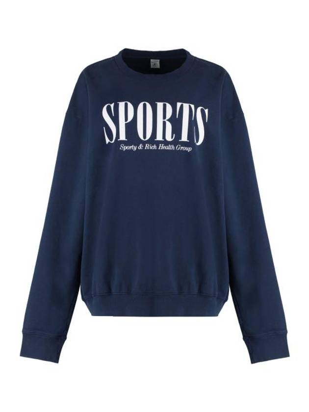 Graphic Print Cotton Sweatshirt Navy - SPORTY & RICH - BALAAN 2