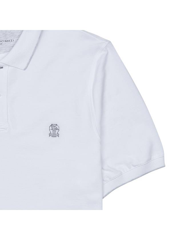 Embroidered Logo Short Sleeve Polo Shirt White - BRUNELLO CUCINELLI - BALAAN 8