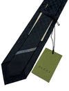 GG Pattern Silk Tie Navy Black - GUCCI - BALAAN.